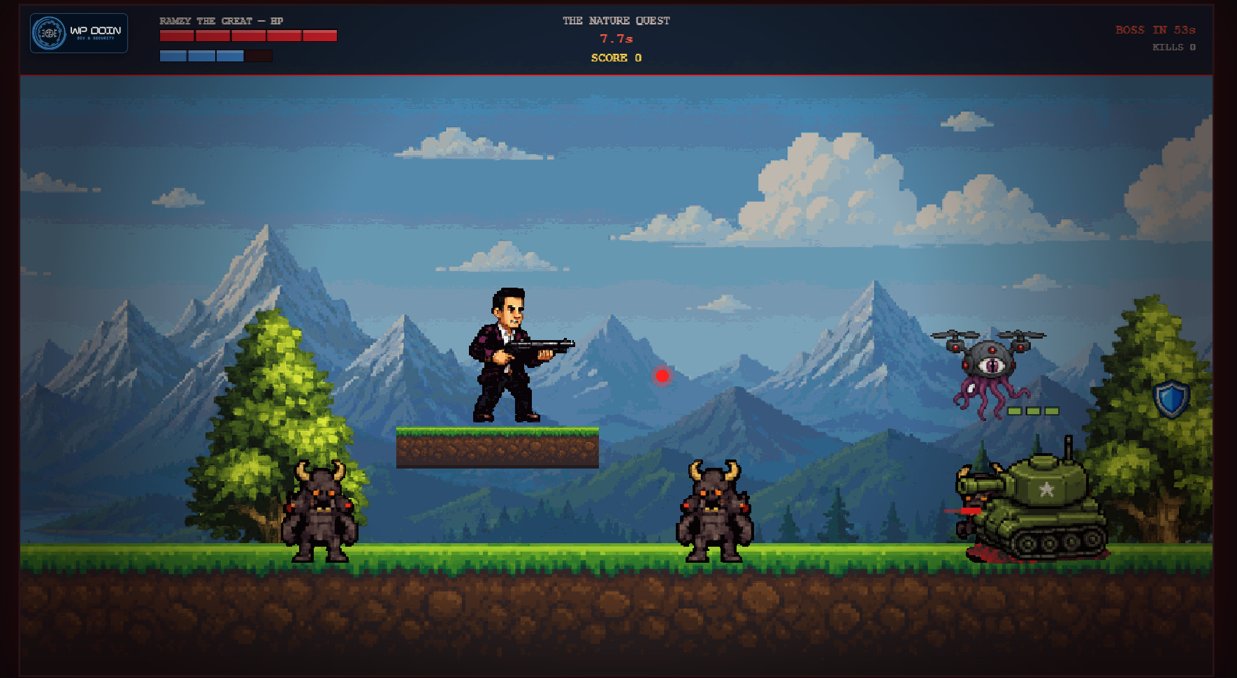 The Nature Quest — platforming gameplay in the mountains