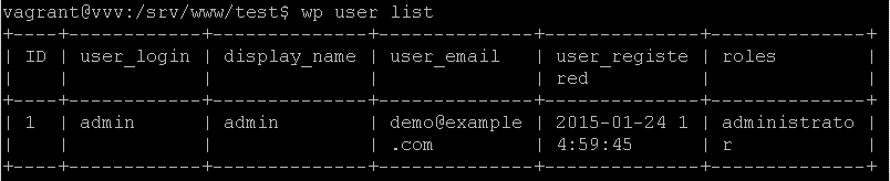 WP-CLI user list