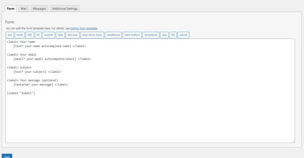 Contact Form 7 required fields