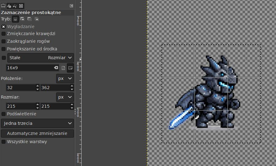 2D side scroller concept GIMP frame size